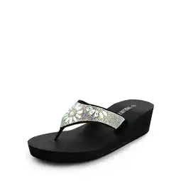 Walmart DREAM PAIRS Women's Rhinestone Platform Wedge Flip Flops Summer Beach Comfortable Thong Sandals offer
