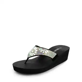 Walmart DREAM PAIRS Women's Rhinestone Platform Wedge Flip Flops Summer Beach Comfortable Thong Sandals offer