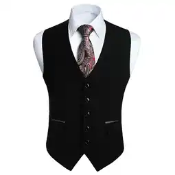 Walmart HISDERN Black Suit Vest for Men Classic Slim Fit V-Neck Waistcoat Formal Dress Vest for Weddings offer