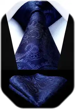 Walmart Navy Blue Tie Charcoal Ties for Men Solid Paisley Neckties and Pocket Squares Set for Weddings offer