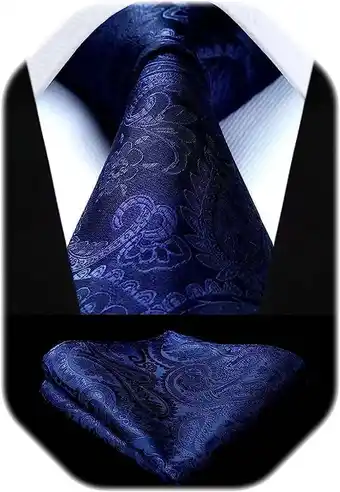Walmart Navy Blue Tie Charcoal Ties for Men Solid Paisley Neckties and Pocket Squares Set for Weddings offer