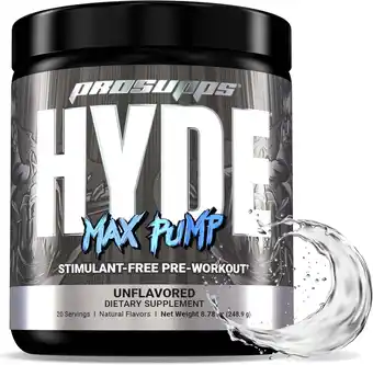 Walmart PROSUPPS Hyde Max Pump Pre Workout for Men and Women (Unflavored, 20 Servings) offer
