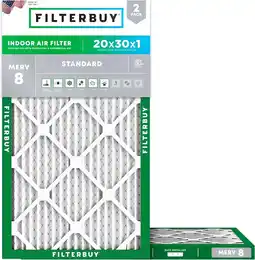 Walmart Filterbuy 20x30x1 MERV 8 Dust Defense, Pleated HVAC AC Furnace Air Filters (2-Pack) offer