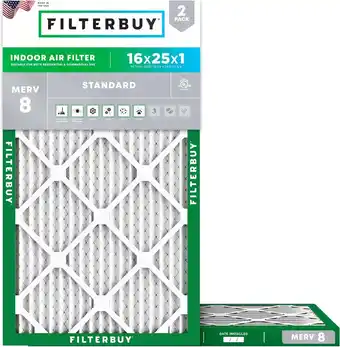 Walmart Filterbuy 16x25x1 MERV 8 Dust Defense, Pleated HVAC AC Furnace Air Filters (2-Pack) offer