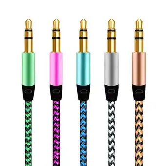 Walmart Fairnull 1m Braided 3.5mm AUX Male to Male Stereo Audio Adapter Cable for PC DVD Speaker offer