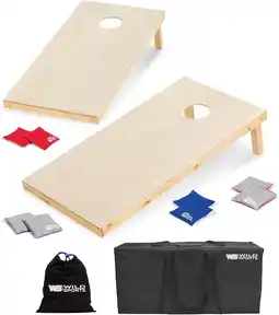 Walmart Wild Sports 2' x 4' Wood Cornhole Outdoor Game Set , Natural Wood with Carry Bags offer