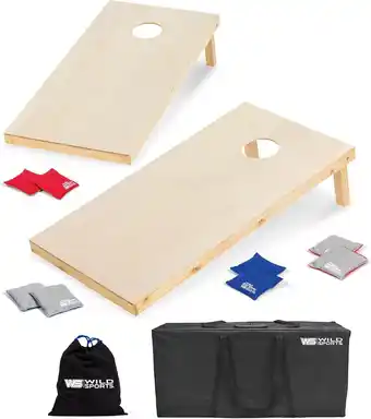Walmart Wild Sports 2' x 4' Wood Cornhole Outdoor Game Set , Natural Wood with Carry Bags offer