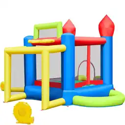 Walmart Topeakmart Inflatable Bounce House with Ball Pit and Basketball Hoops, Blue/Yellow offer