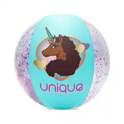 Walmart Afro Unicorn Glitter Inflatable Beach Ball - Unique, Magical, and Divine Beach Ball for Summer offer