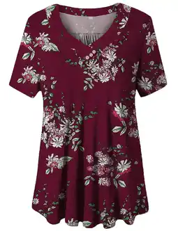 Walmart GingDin Women's Plus Size Tops Short Sleeve Blouses Flowy Summer Tunic Tops m-4x offer
