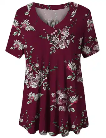 Walmart GingDin Women's Plus Size Tops Short Sleeve Blouses Flowy Summer Tunic Tops m-4x offer
