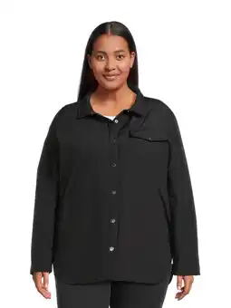 Walmart Time and Tru Women's Plus Size Snap Front Shacket, Sizes XS-3X offer
