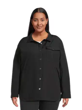 Walmart Time and Tru Women's Plus Size Snap Front Shacket, Sizes XS-3X offer