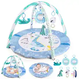 Walmart Freecat Dinosaur Baby Play Mat with Hanging Dinosaur Toys, 0-12 Months Baby Play Gym Activity Mat offer
