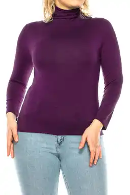 Walmart Women's Plus Size Casual Fitted Long Sleeve Solid Turtleneck Sweater Tops offer