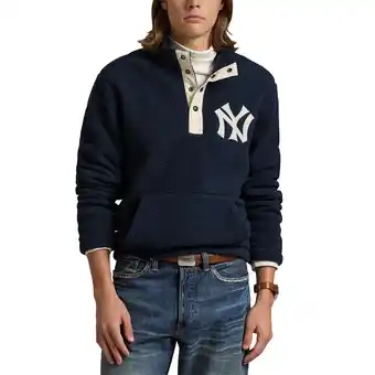 Walmart Men's Polo Ralph Lauren Navy New York Yankees Vintage Fleece Quarter-Snap Pullover offer