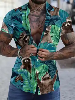 Walmart Puztloy Funky Hawaiian Shirt for Men Palm Beach Shirts Tropical Vacation Shirts offer