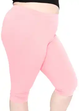 Walmart Stretch Is Comfort Women's Cotton/Spandex Plus Size Knee Length Leggings Light Pink 2X offer
