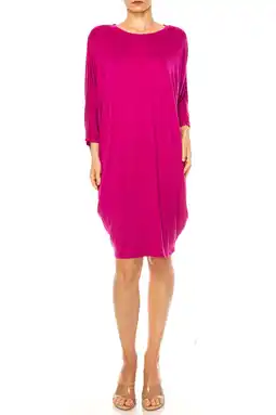 Walmart MOA COLLECTION Women's Casual Loose Fit Long Sleeves Dolman Style Solid Midi Dress offer