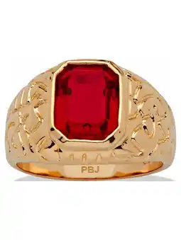Walmart PalmBeach Jewelry Men's Emerald-Cut Simulated Ruby Nugget-Style Ring 2.75 TCW Yellow Gold-Plated offer