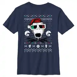 Walmart Boy's The Nightmare Before Christmas Ugly Christmas Jack Portrait Graphic Tee Navy Blue Large offer