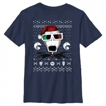 Walmart Boy's The Nightmare Before Christmas Ugly Christmas Jack Portrait Graphic Tee Navy Blue Large offer