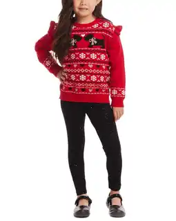 Walmart Andy & Evan girls Dog Fairisle Sweater Set, 6/9M, Red offer