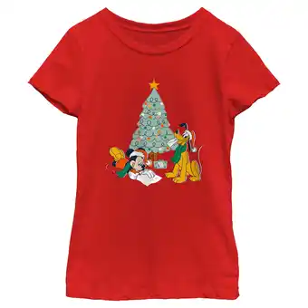 Walmart Girl's Mickey & Friends Letter for Santa Graphic Tee Red Medium offer