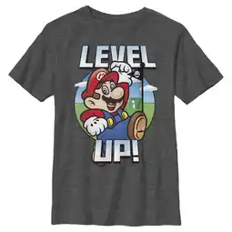 Walmart Boy's Nintendo Super Mario Level Up Graphic Tee Charcoal Heather X Large offer