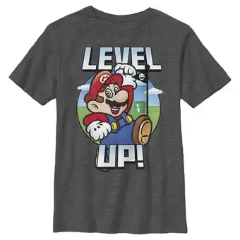 Walmart Boy's Nintendo Super Mario Level Up Graphic Tee Charcoal Heather X Large offer