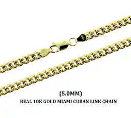 Walmart JewelzKing 10K Solid Yellow Gold Men's 5MM Miami Cuban Link Chain Necklace, Real Gold offer