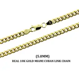 Walmart JewelzKing 10K Solid Yellow Gold Men's 5MM Miami Cuban Link Chain Necklace, Real Gold offer