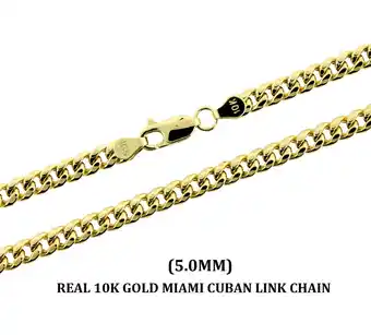 Walmart JewelzKing 10K Solid Yellow Gold Men's 5MM Miami Cuban Link Chain Necklace, Real Gold offer
