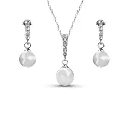 Walmart Cate & Chloe Gabrielle 18k White Gold Plated Pearl Jewelry Set with Swarovski Crystals for Women offer