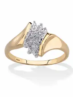 Walmart PalmBeach Jewelry Pave Cluster Ring with Diamond Accent, 18K Gold-Plated Sterling Silver offer