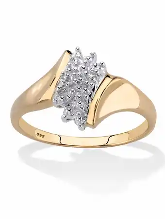 Walmart PalmBeach Jewelry Pave Cluster Ring with Diamond Accent, 18K Gold-Plated Sterling Silver offer