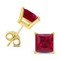 Walmart Paris Jewelry 24k Yellow Gold 2 Ct Ruby Square Stud Earrings Jewelry Gift for Her Women's offer