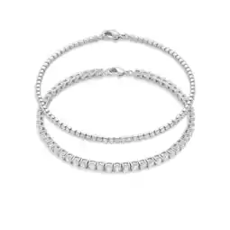 Walmart Believe by Brilliance Women's Fine Silver Plated Cubic Zirconia Tennis Bracelet Set offer