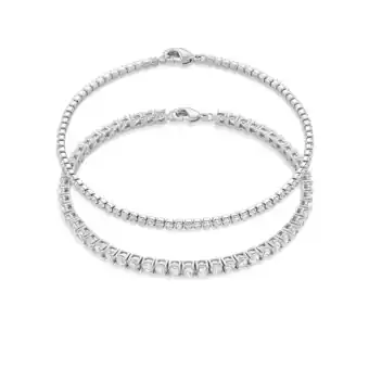 Walmart Believe by Brilliance Women's Fine Silver Plated Cubic Zirconia Tennis Bracelet Set offer