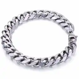 Walmart Hermah 11mm Mens Boys Curb Cuban Chain Bracelet Stainless Steel 8-11inch offer