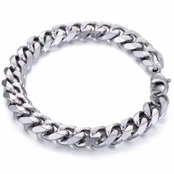 Walmart Hermah 11mm Mens Boys Curb Cuban Chain Bracelet Stainless Steel 8-11inch offer