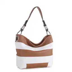 Walmart MKF Collection Emily Vegan Leather Women's Hobo Bag, Shoulder Purse Handbag by Mia K - Light Brown offer