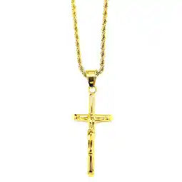 Walmart 18k 3mm Yellow Gold Rope Chain with Crucifix Cross Charm Pendant 20 offer