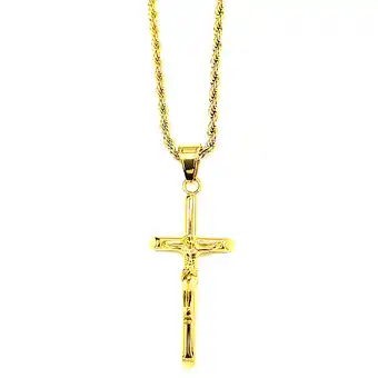 Walmart 18k 3mm Yellow Gold Rope Chain with Crucifix Cross Charm Pendant 20 offer
