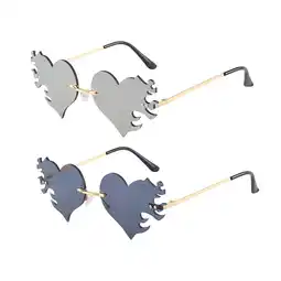 Walmart Heart Shape Eyewear Fashion Sun Glasses Rimless Trendy Glasses Sunglass Costume Black and White offer