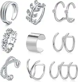 Walmart LAURITAM Ear Cuff Earrings Surgical Stainless Steel Non-Pierced Clips, 9 Pieces offer