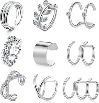 Walmart LAURITAM Ear Cuff Earrings Surgical Stainless Steel Non-Pierced Clips, 9 Pieces offer