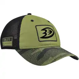 Walmart Men's Fanatics Olive Anaheim Ducks Military Appreciation Trucker Adjustable Hat offer