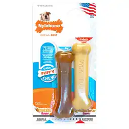 Walmart Nylabone Classic Puppy Chew Flavored Durable Dog Chew Toy Chicken & Peanut Butter X-Small (2 Count) offer