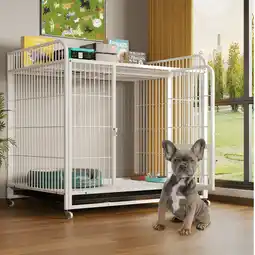Walmart Aqwiopr Durable Pet Crate with Storage Shelf 1-Door 30 Metal Indoor Kennel for Small & Medium Dogs offer